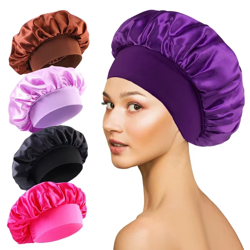 Bonnet doublé en Satin de soie douce, 1 pièce, grand Bonnet de cheveux en Satin, Bonnet de douche de