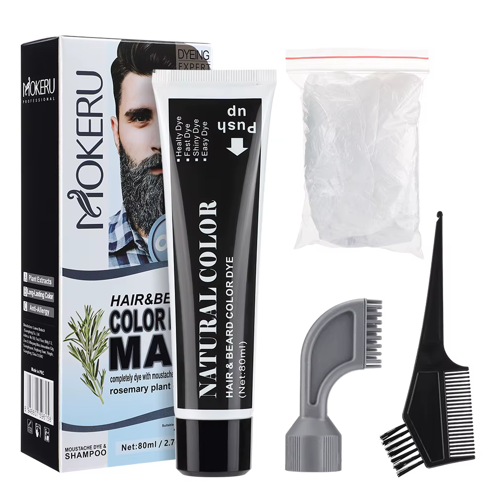 Shampoo colorant permanent pour barbe, longue durée, naturel, pour hommes, coloration rapide, couvre
