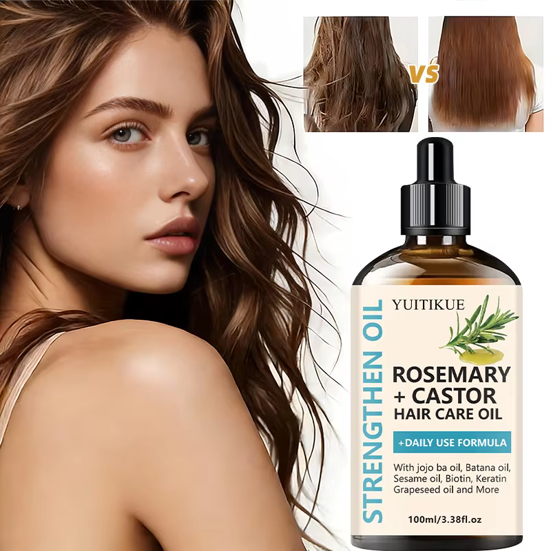Huile capillaire YUITIKUE à la  romarin et au ricin - Formule pour usage quotidien, hydrate, lisse e