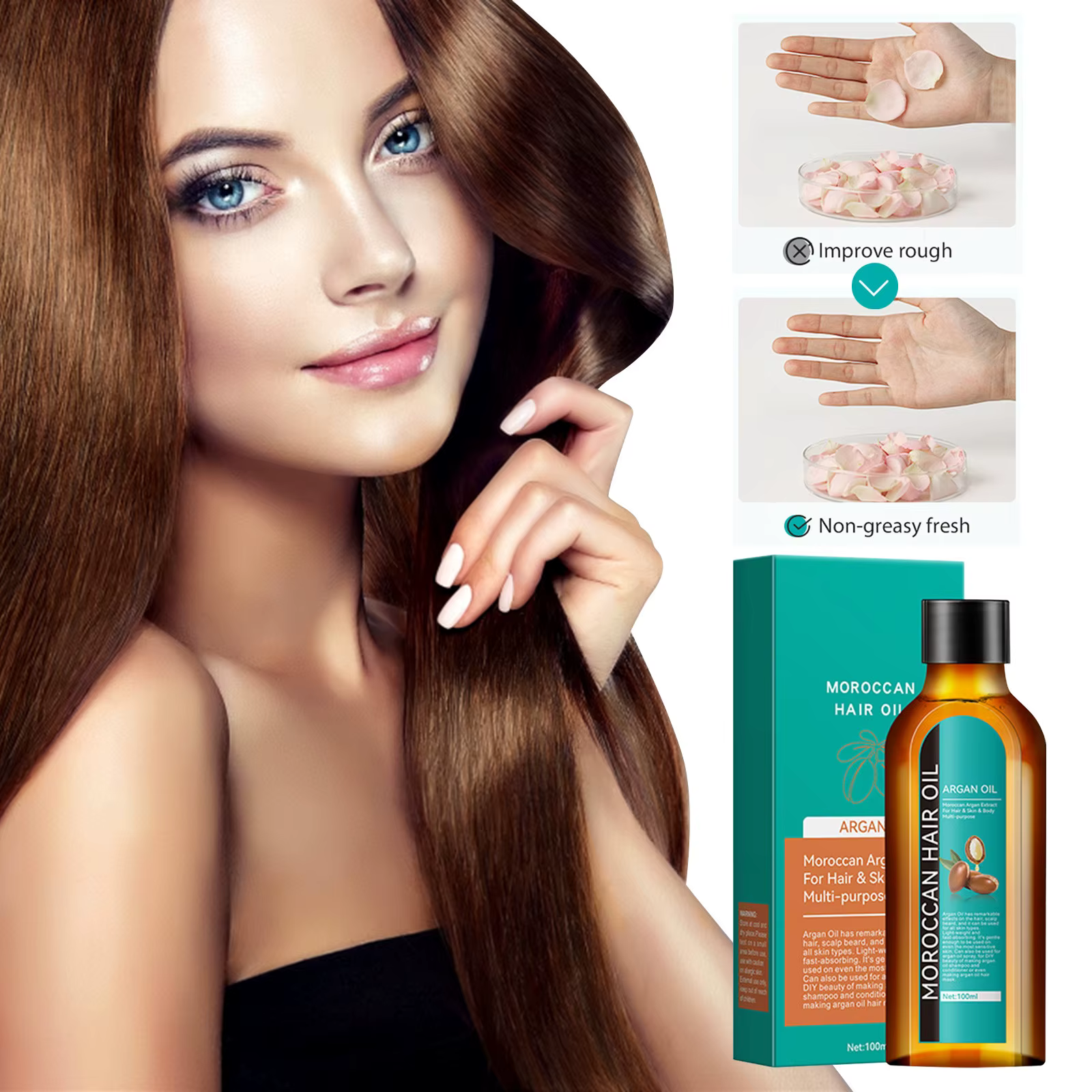 Huile capillaire marocaine, huile capillaire pour cheveux secs et abîmés, hommes et femmes, soin pou