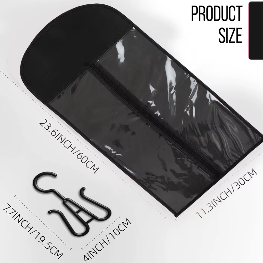 Sacs de rangement pour perruques Premium, 3 pièces, avec cintres métalliques robustes, Design Transp