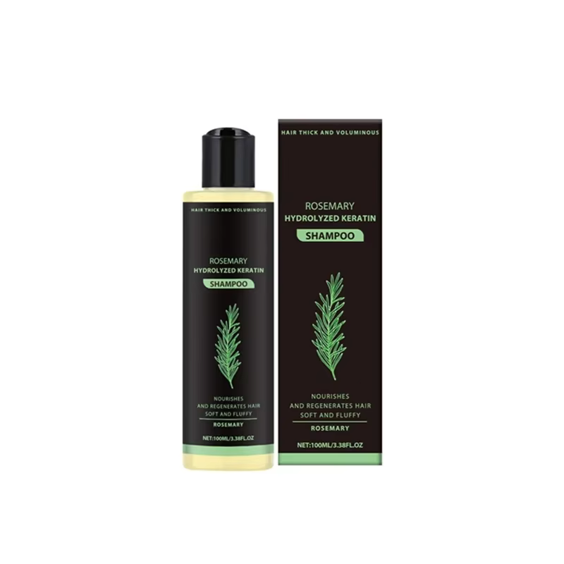 Shampooing Croissance Capillaire au Romarin Épaississant à la Kératine Hydrolysée pour Cheveux Secs,