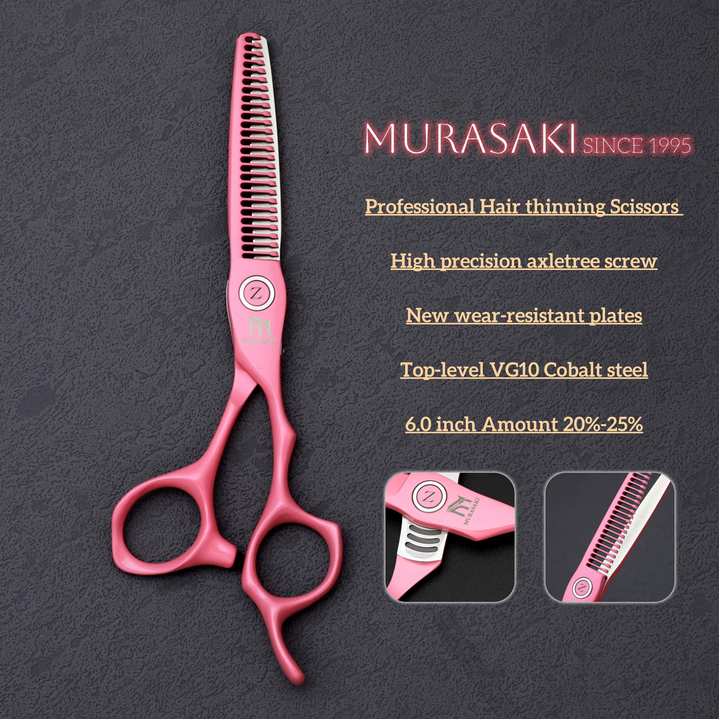 Ciseaux de barbier professionnels MURASAKI, cisailles amincissantes japonaises en acier VG10, poigné