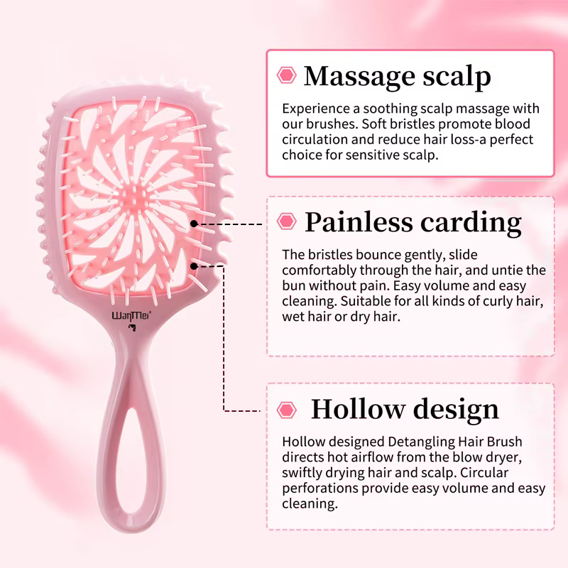WANMEI Brosse à cheveux démêlante - Sans effort sans enchevêtrement - idéale pour les bouclés nature