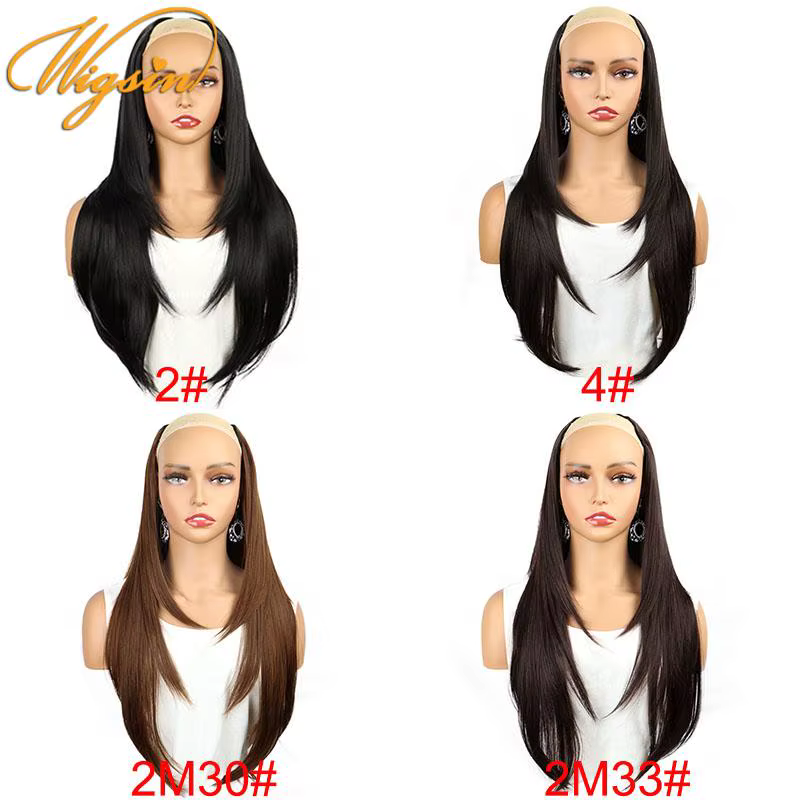 WIGSIN synthétique 55 cm en forme de V couches 4 Clips Extension de cheveux longs raides naturel Inv