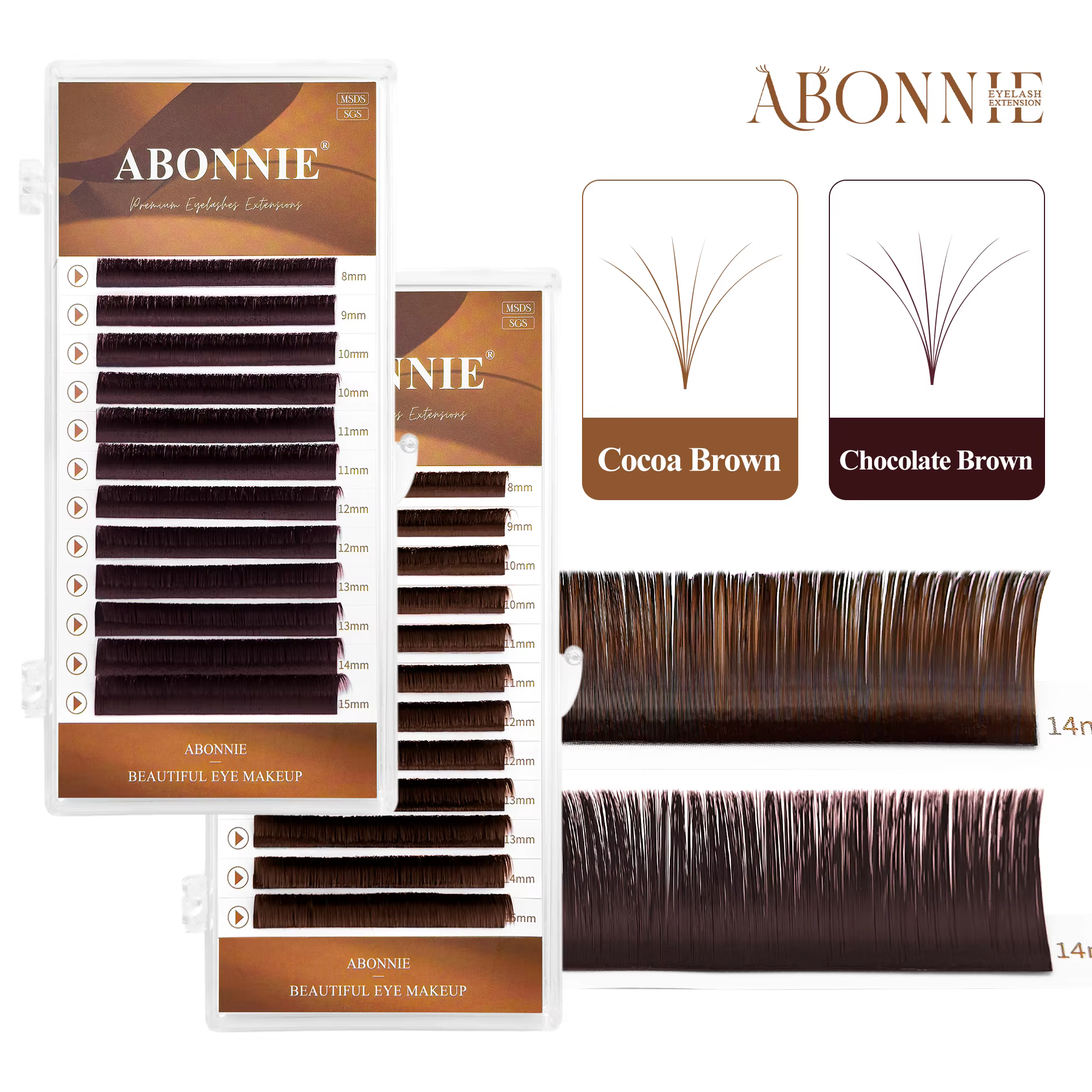 ABONNIE-Extensions de Cils en Cachemire, Chocolat, Brun, Facile à Faire à la Main