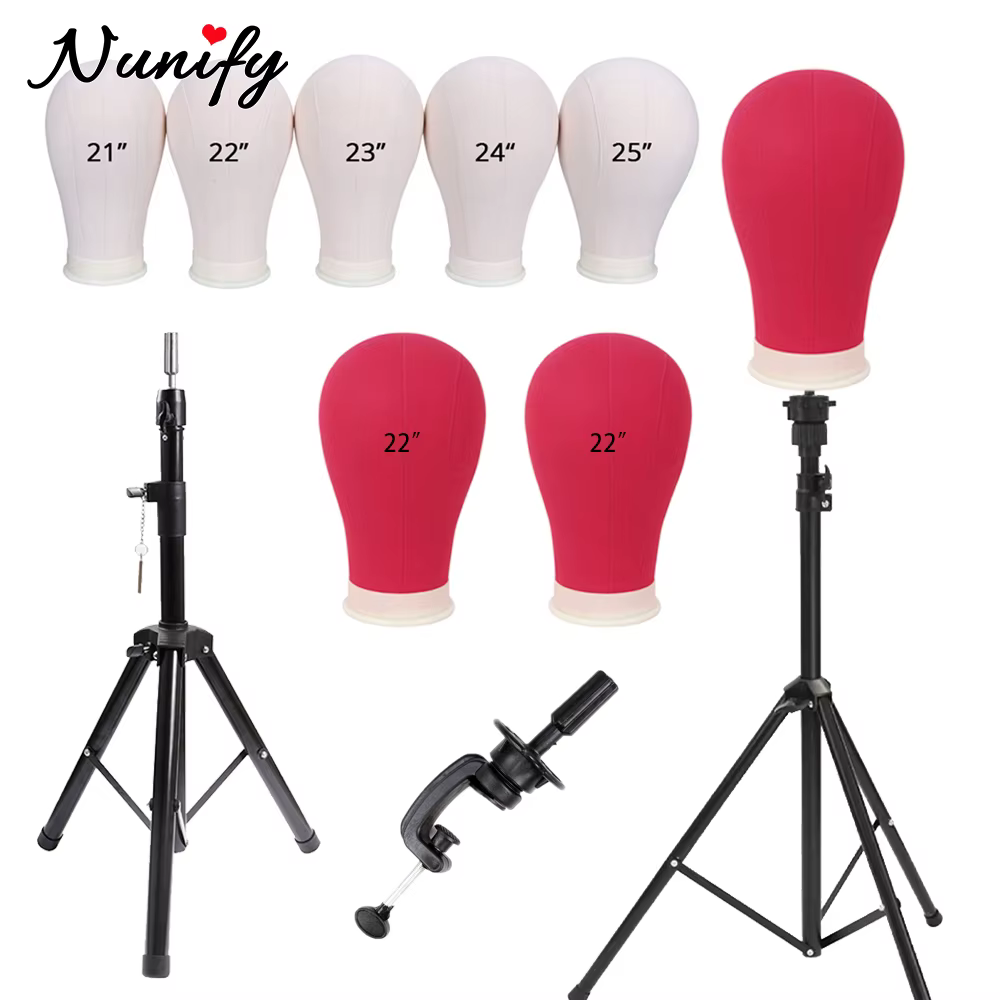 Nunify Mannequin tête support de perruque Rose Rose 22 "tête en toile 21-25" support de tête de perr