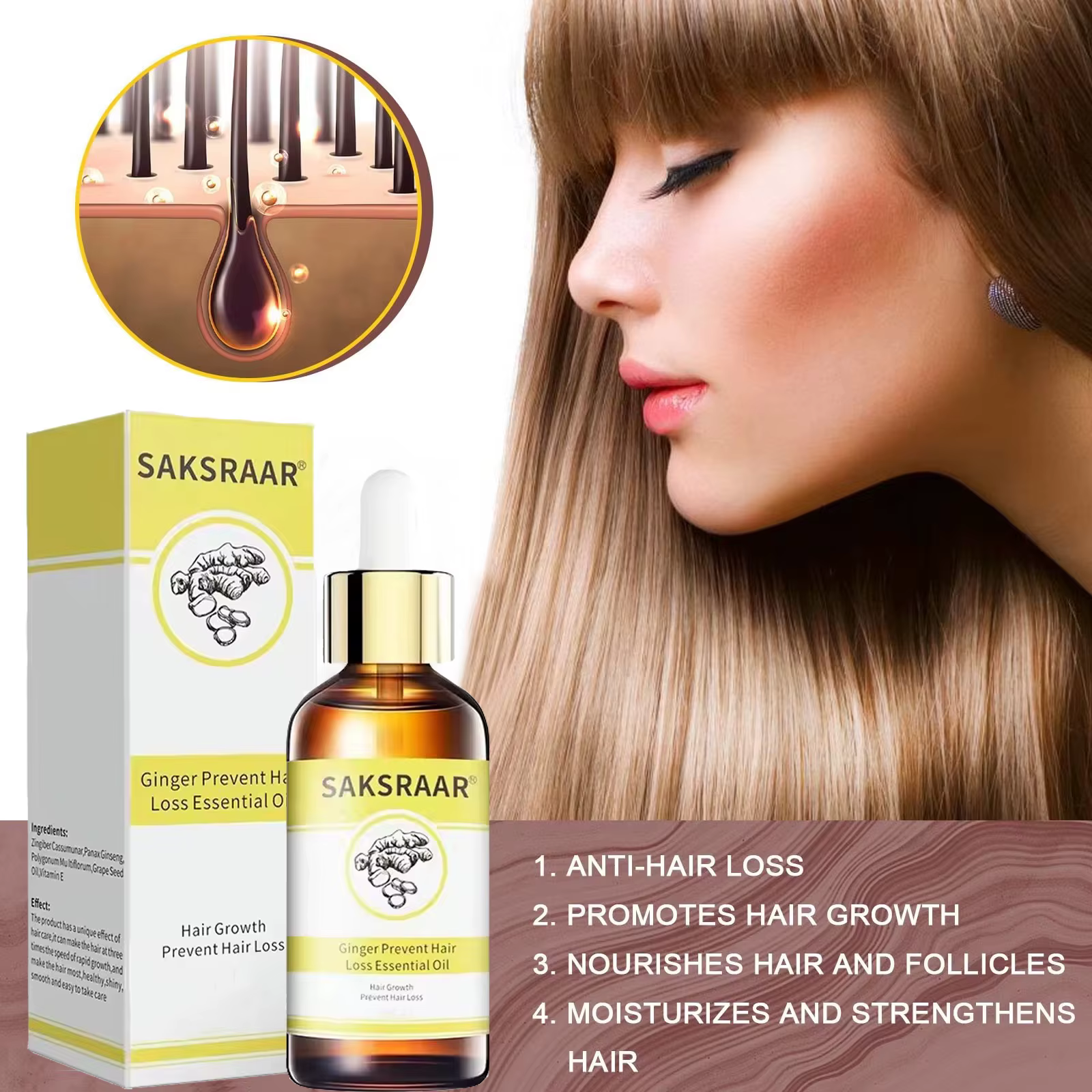 Soins capillaires, huiles essentielles originales et authentiques, liquide pour perte de cheveux, so