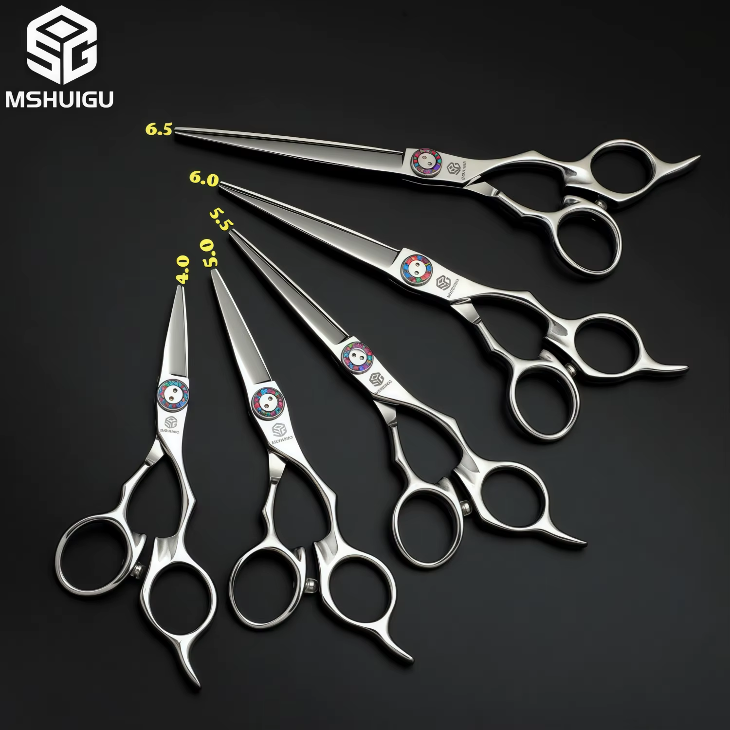 MSHUIGU Ciseaux à cheveux professionnels multifonctionnels, ciseaux à effiler 440C 4-6,5 pouces, out