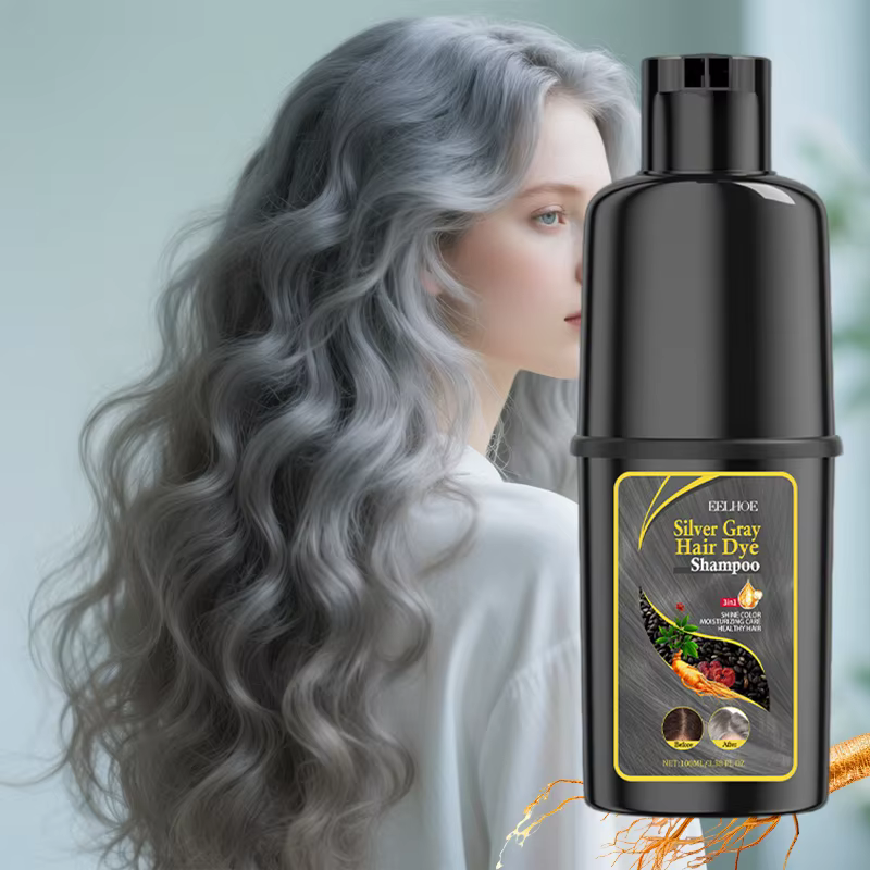 Shampoing 3 en 1 pour teinture capillaire, couleur grise, contrôle de l'huile, nettoyage des cheveux
