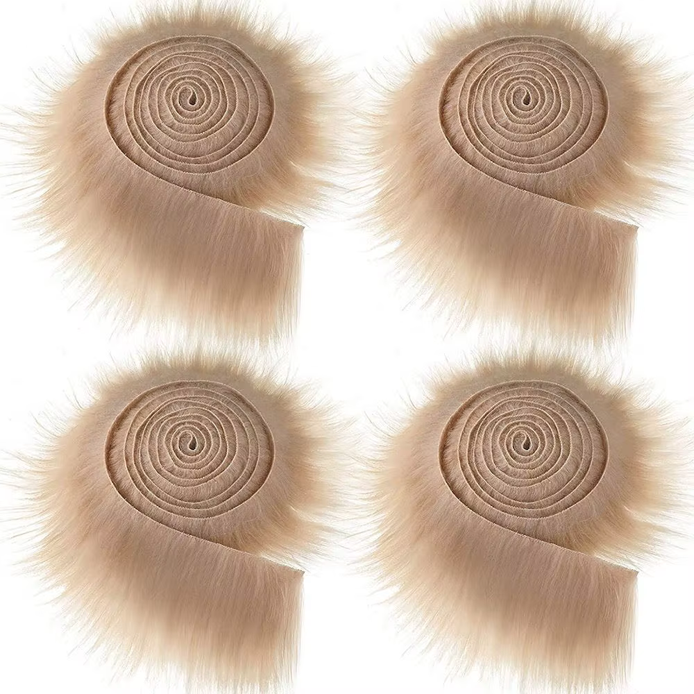 Rouleau de Tissu en Fausse Fourrure Pelucheuse à Rayures, Ruban Doux pour Garniture de Costume d'Hiv