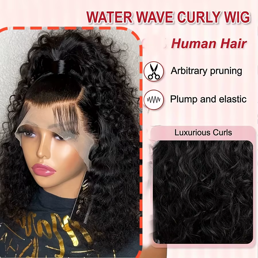 Perruque BOB vague profonde cheveux humains 13x4 HD bouclés dentelle avant perruques cheveux humains