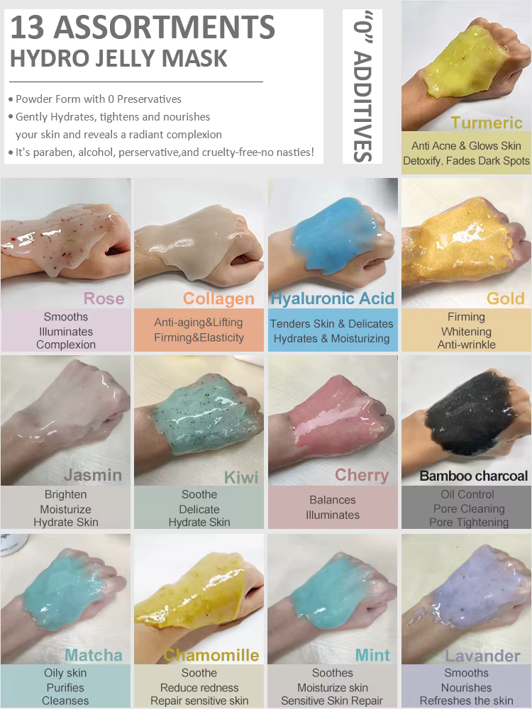 Juego de polvo de máscara de gelatina suave Natural, mascarilla Facial de goma despegable, frasco pa