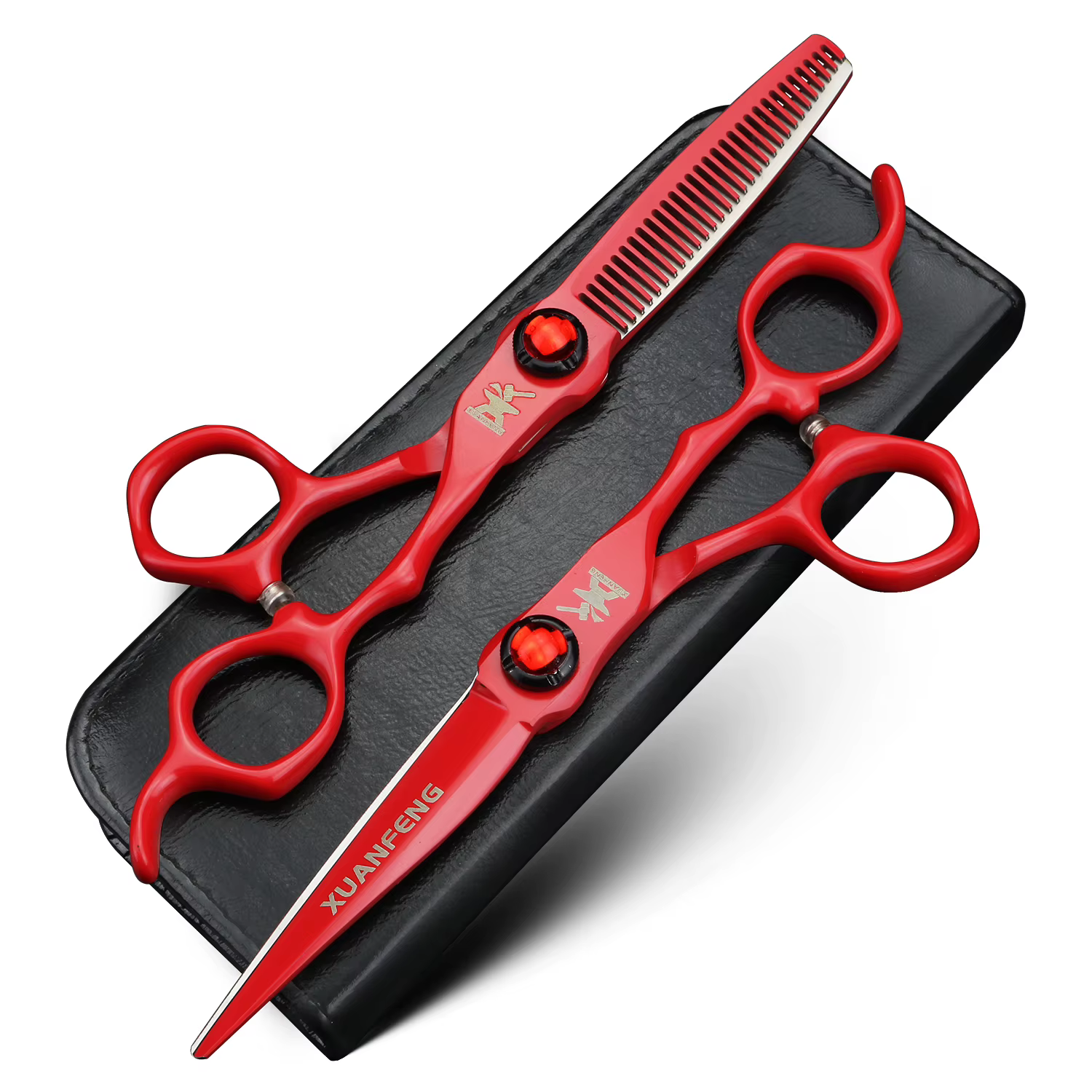 XUANFENG – ciseaux à cheveux rubis de 6 pouces, ciseaux de coupe et ciseaux amincissants entièrement