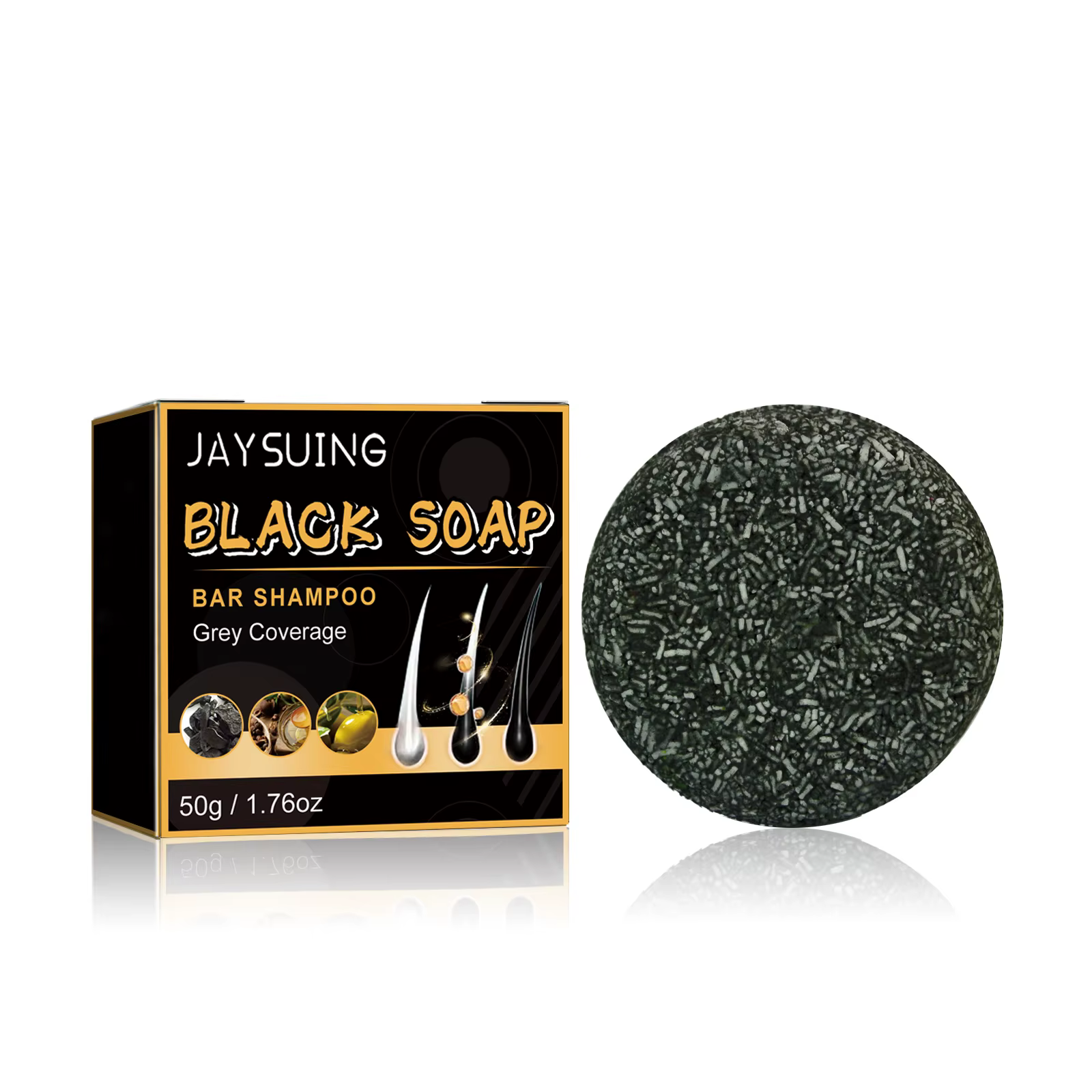 Shampooing Solide Cheveux Gris : Rajeunit et Noircit les Cheveux Ternis et Blancs, Anti-Pelliculaire