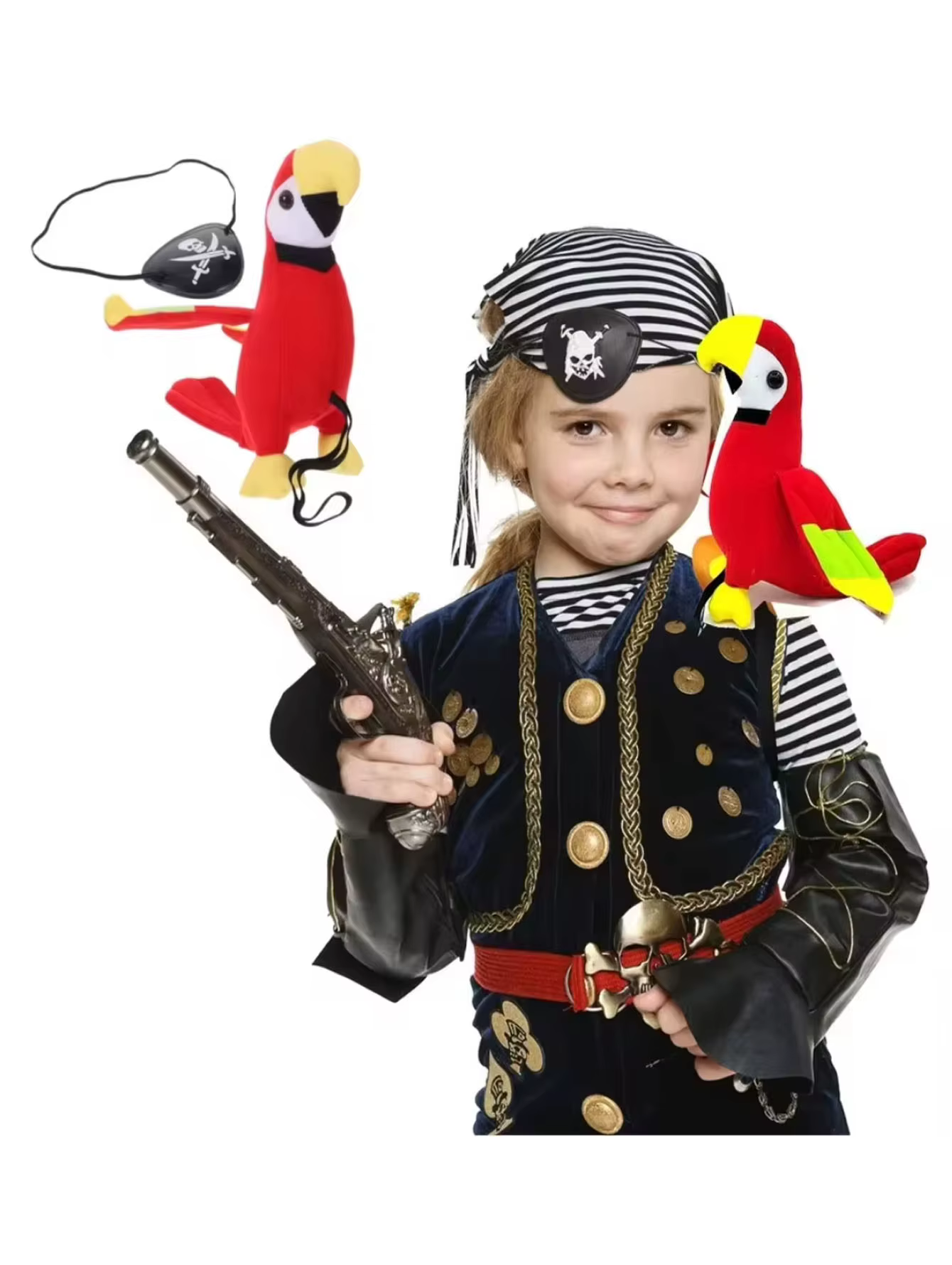 Masque de pirate pour oiseau, ensemble de costume de jeu de rôle, jouet en peluche d'épaule en forme