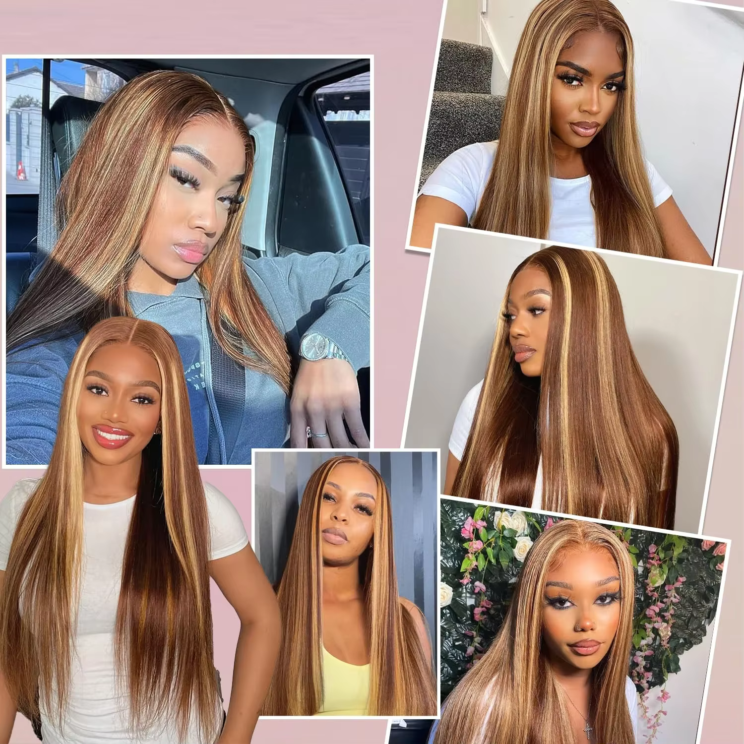 Perruque Lace Front Wig lisse HD, 30 pouces, blond miel ombré, densité 180%, 13x4, à reflets, pour f