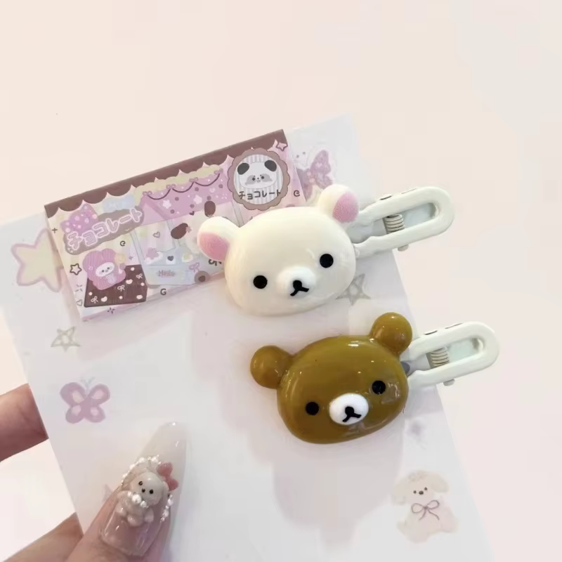 Ensemble d'épingles à cheveux ours mignon, coiffure Preppy, cheveux en plastique, accessoires doux, 