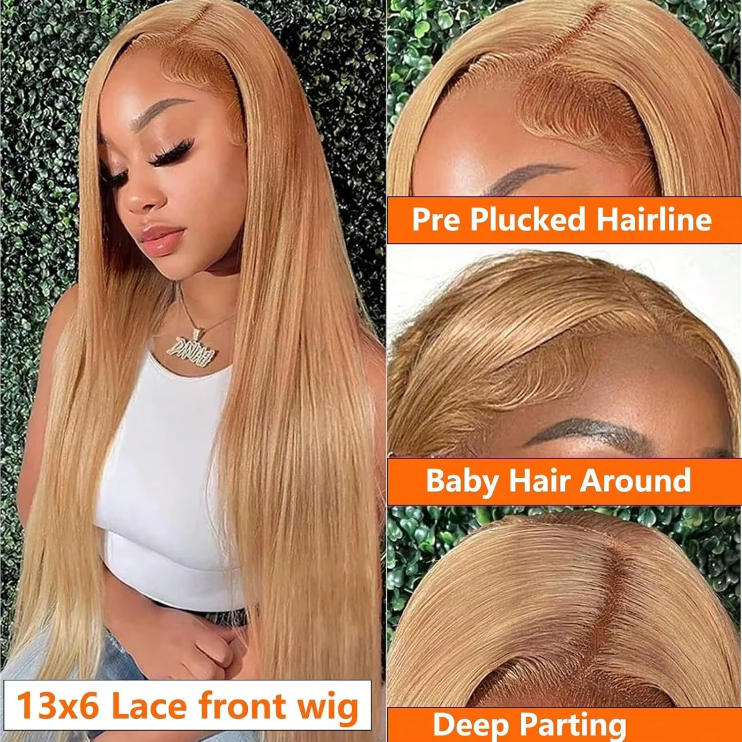 13x6 miel blond droite Hd dentelle perruque de cheveux humains 250 densité 13x6 brésilien os Hd dent