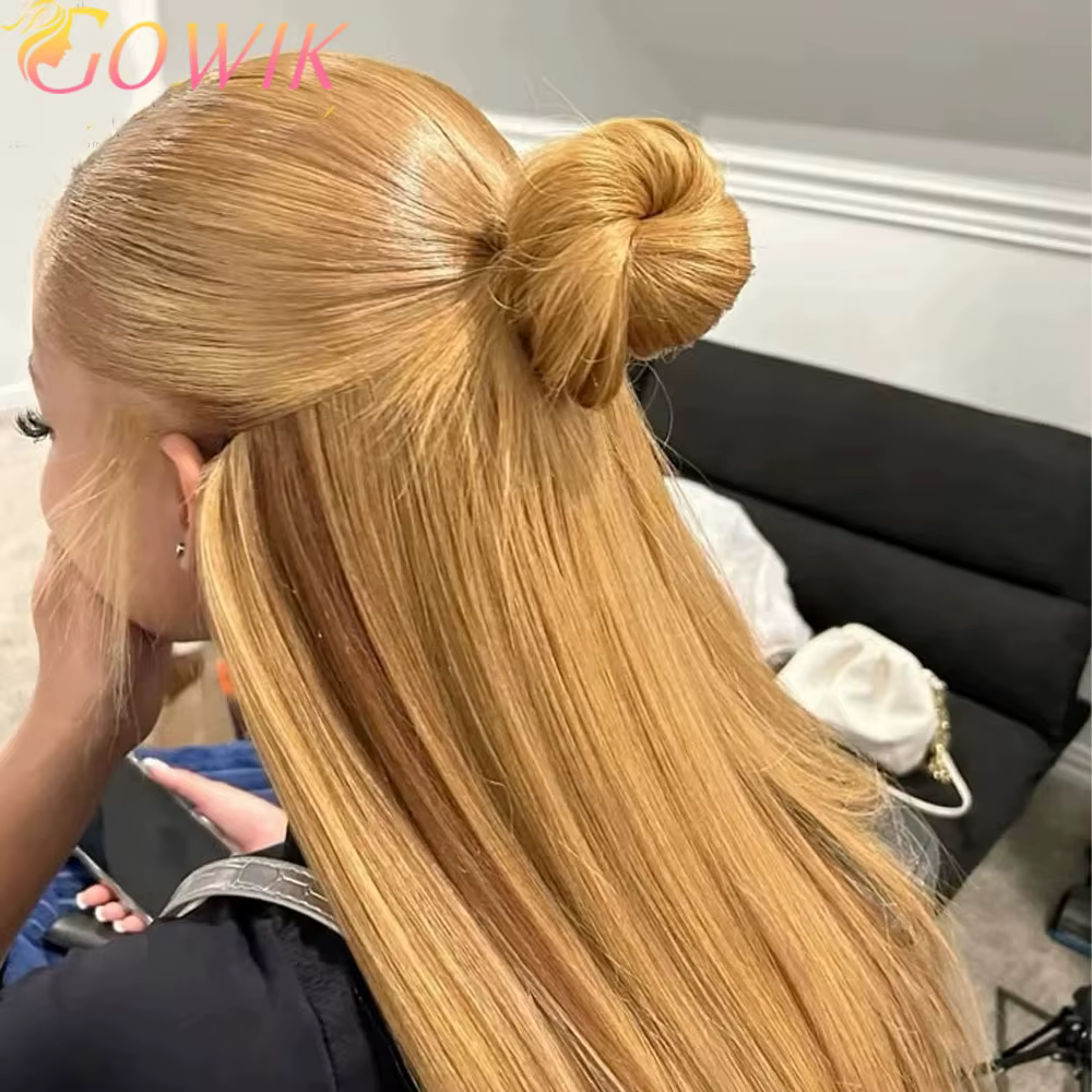 13x6 miel blond droite Hd dentelle perruque de cheveux humains 250 densité 13x6 brésilien os Hd dent