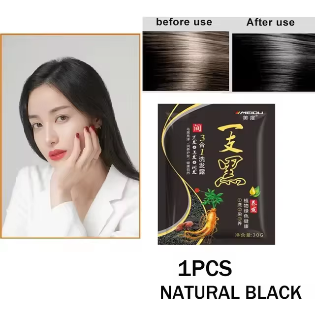 Shampoing colorant naturel à base de plantes pour cheveux, 3 en 1, non irritant, réparateur durable,