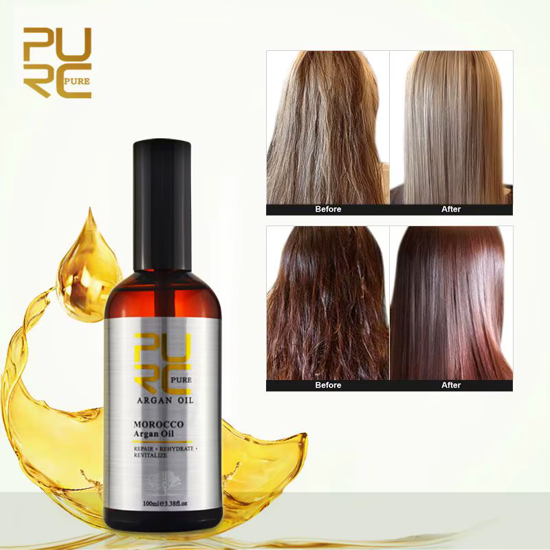 PURC – huile d'argan marocaine, lissante, réparation douce, frisottis, traitements du cuir chevelu s