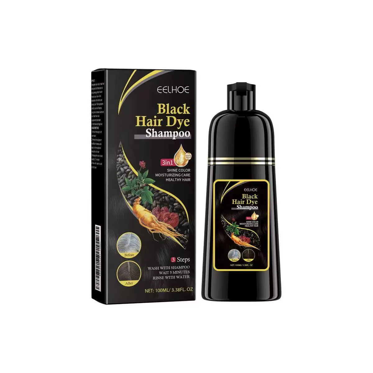 Nova teinture des cheveux 3-en-1 soin des cheveux shampooing naturel rapide cheveux blancs teints no