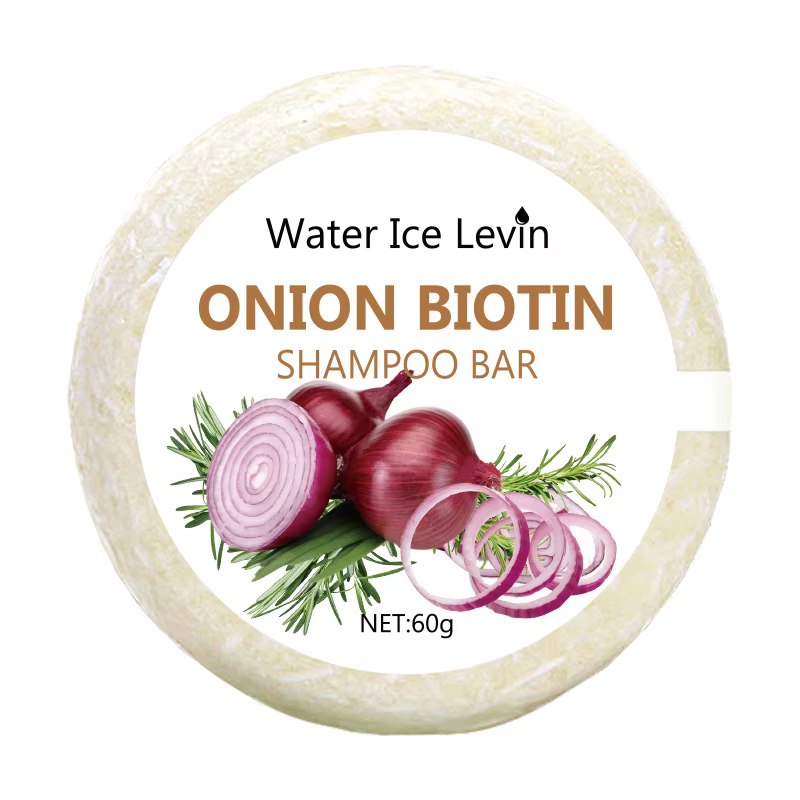Shampooing solide à l'oignon et à la biotine. Renforce les cheveux, répare les pointes fourchues, él