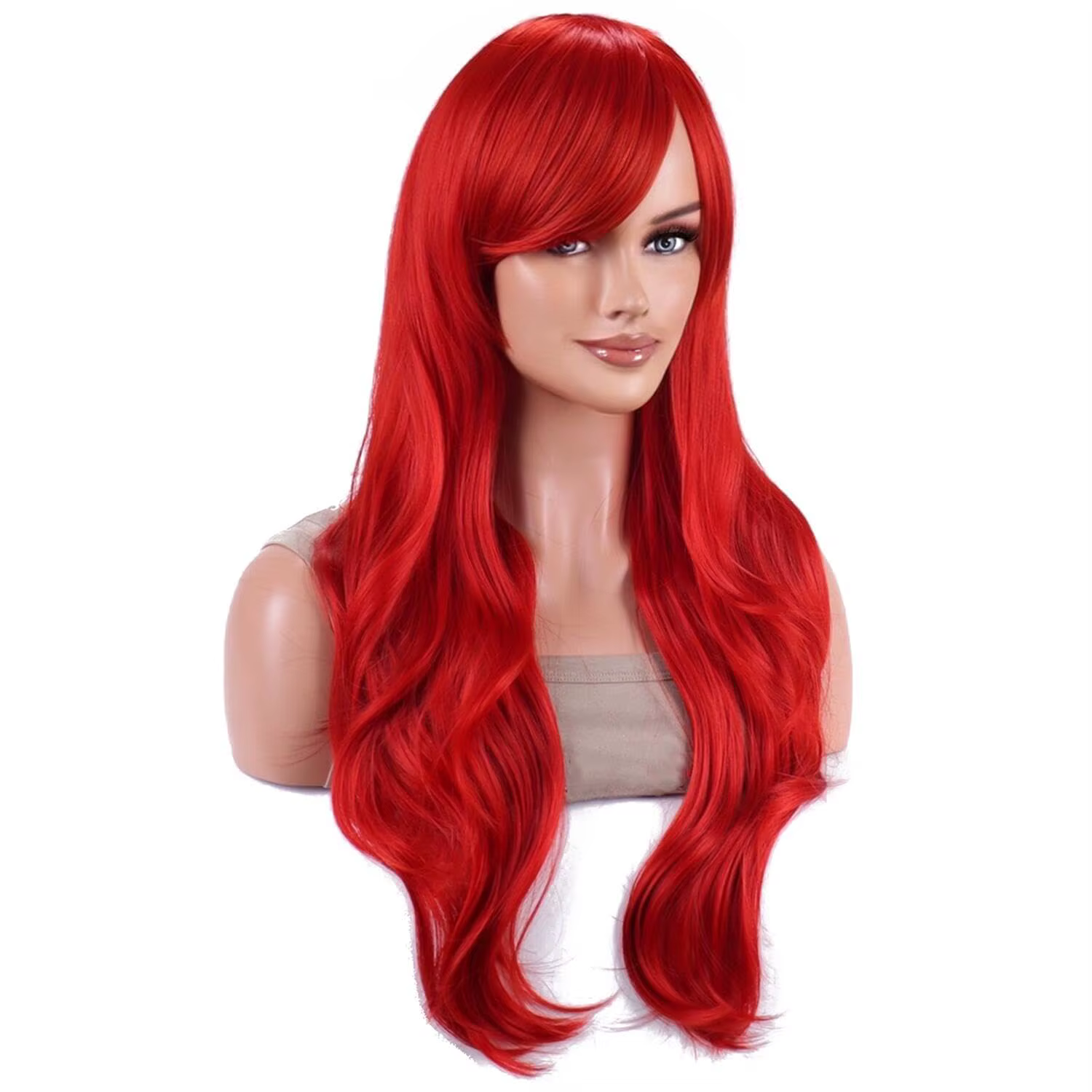 Probeauty perruque sirène synthétique longue rouge bouclée vague de corps perruque Halloween Cosplay