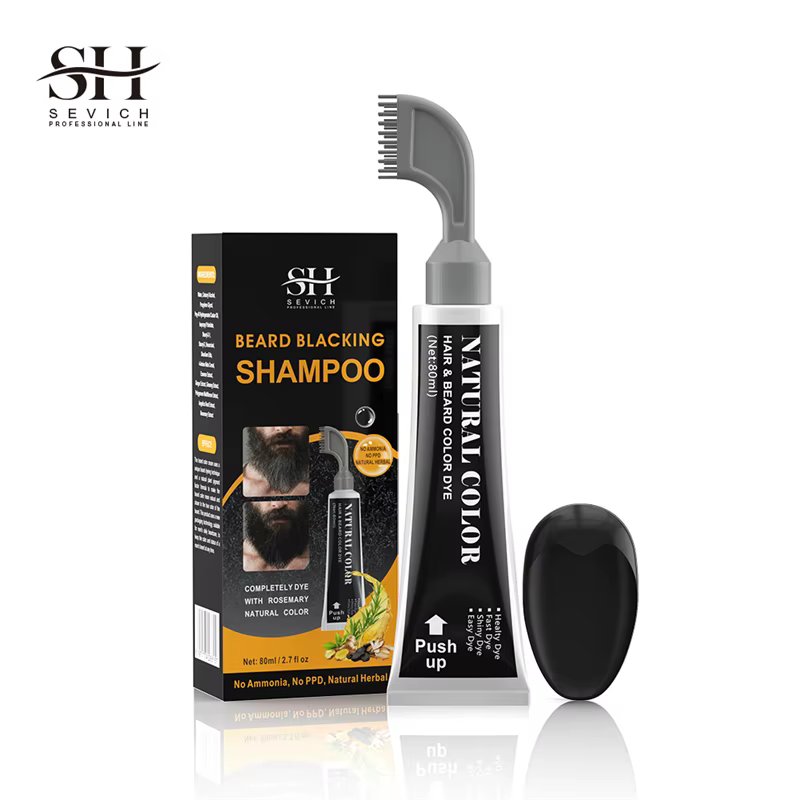 Shampoing Teinture pour Barbe Naturelle, Crème pour Moustache, Document de Teinture pour Cheveux, Tr