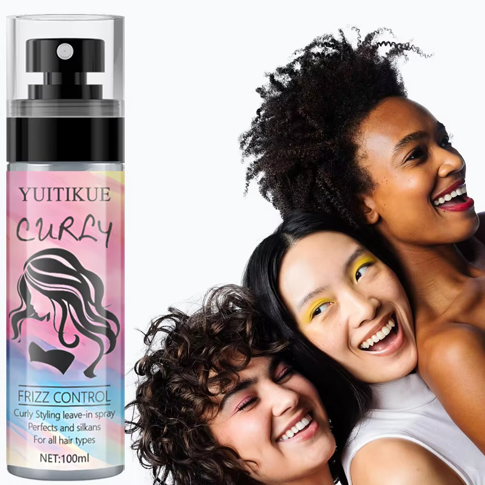 YUITIKUE Spray Coiffant Sans Rinçage pour Cheveux Bouclés, Anti-Frisottis, Soin Capillaire Lissant e