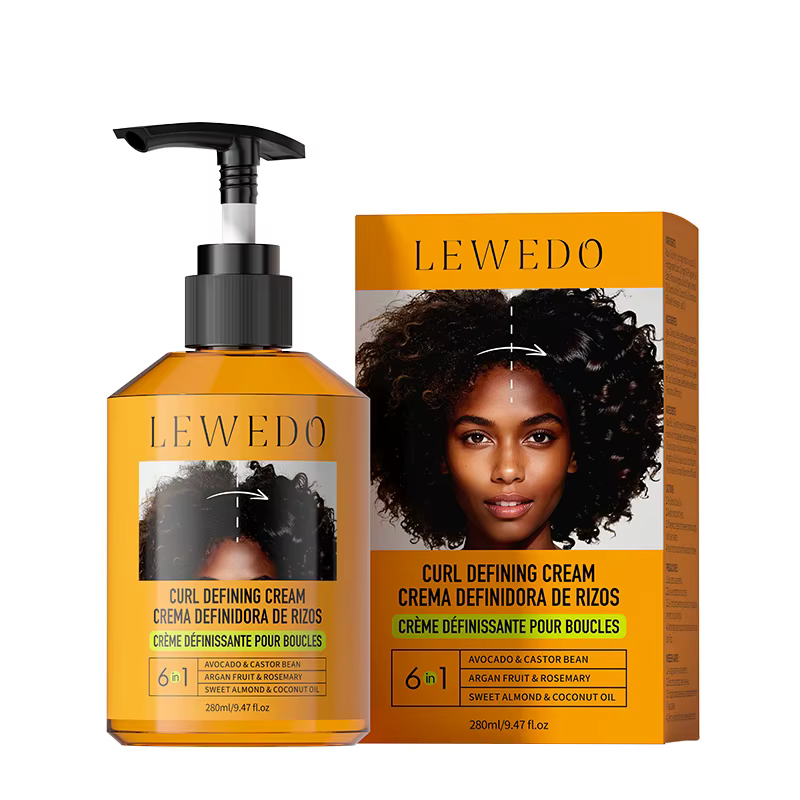 Crème pour cheveux bouclés 280 ml, huile de ricin noire, crème hydratante pour le coiffage des cheve