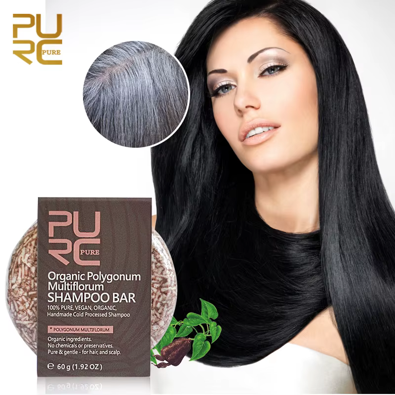 PURC Polygonum Multiflorum shampooing barre savon traité à froid prévenir les cheveux gris lissage f