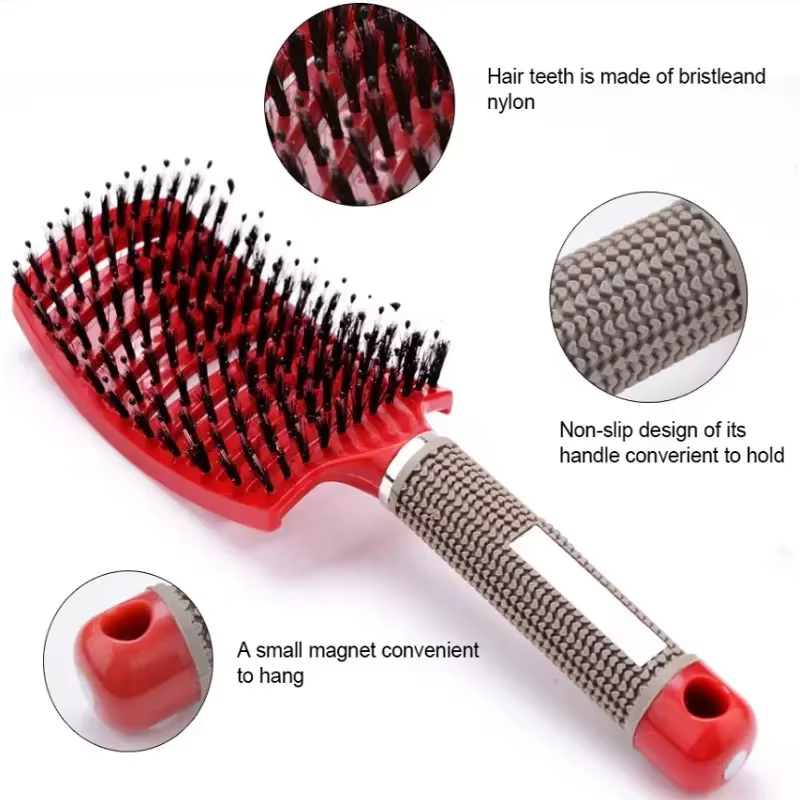 Brosse à cheveux exfoliante, brosse à cheveux en poils pour femmes, peigne humide et bouclé, outil d