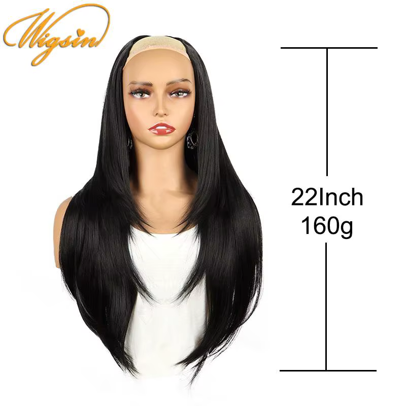 WIGSIN synthétique 55 cm en forme de V couches 4 Clips Extension de cheveux longs raides naturel Inv