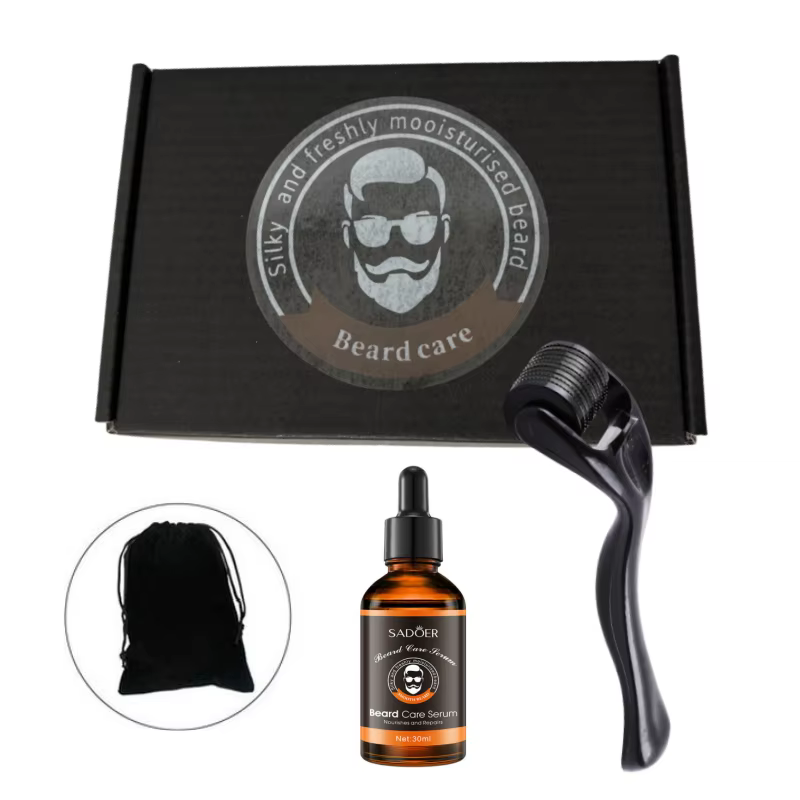 Kit d'entretien pour barbe rend votre barbe plus épaisse, plus longue et plus complète avec un roule