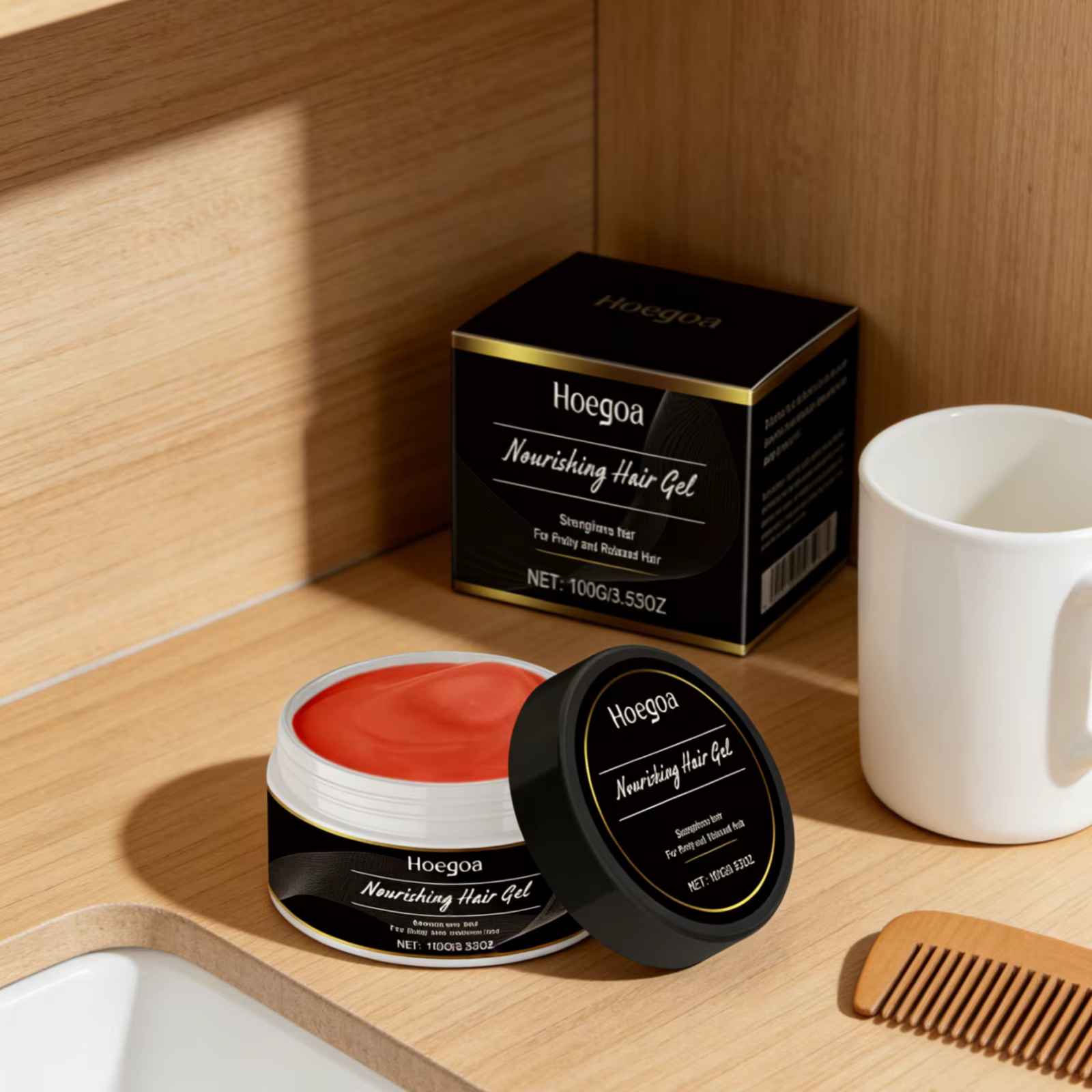 Gel Coiffant Nourrissant Hoegoa pour Hommes et Femmes – Contrôle des Bords, Réparation des Dommages,