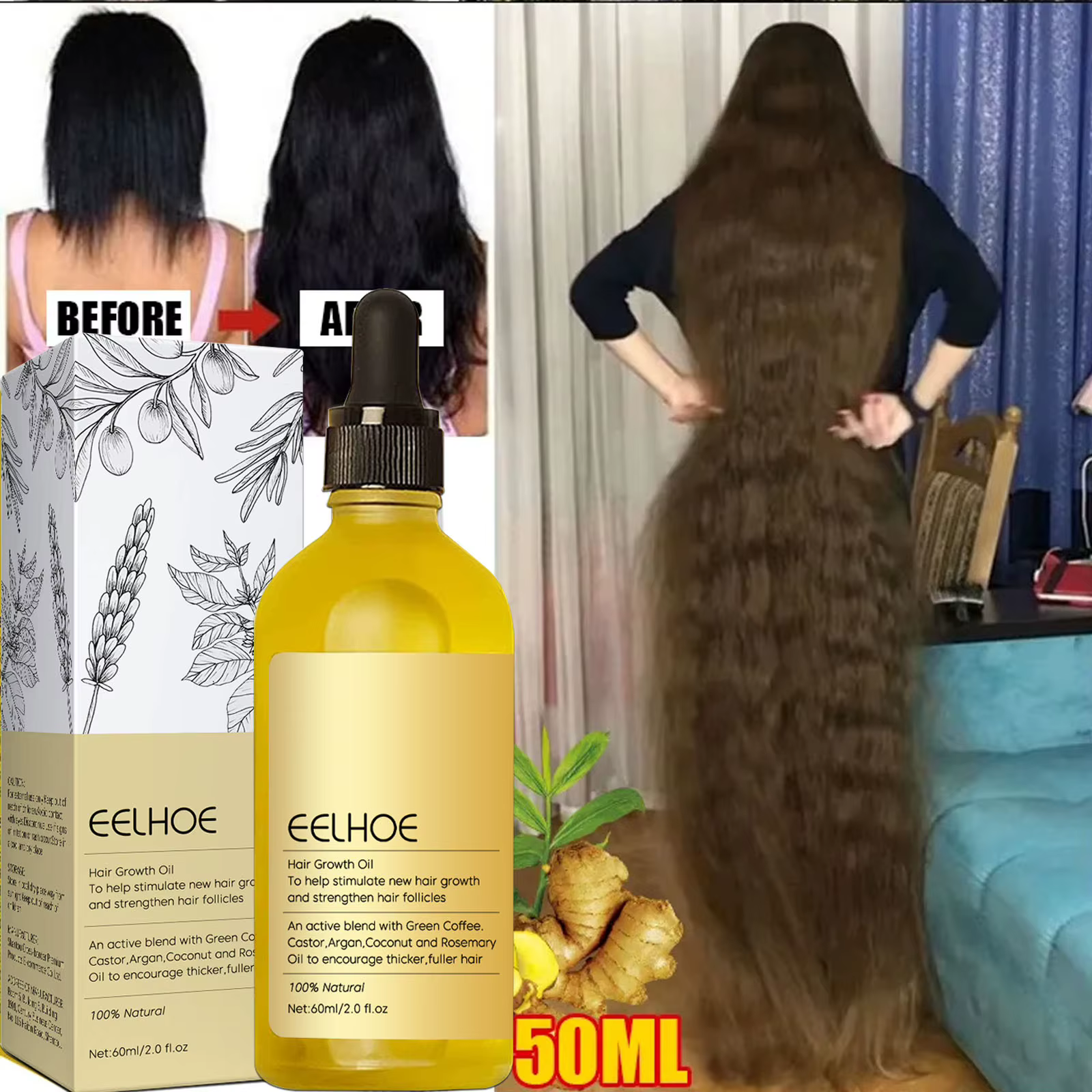 Produits pour la croissance des cheveux, prévient la perte de cheveux, huile essentielle, croissance