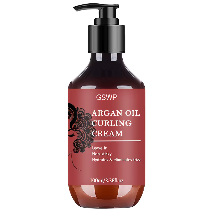 Crème coiffante à l'huile d'argan GSWP, offre une tenue longue durée pour les boucles, hydrate en pr