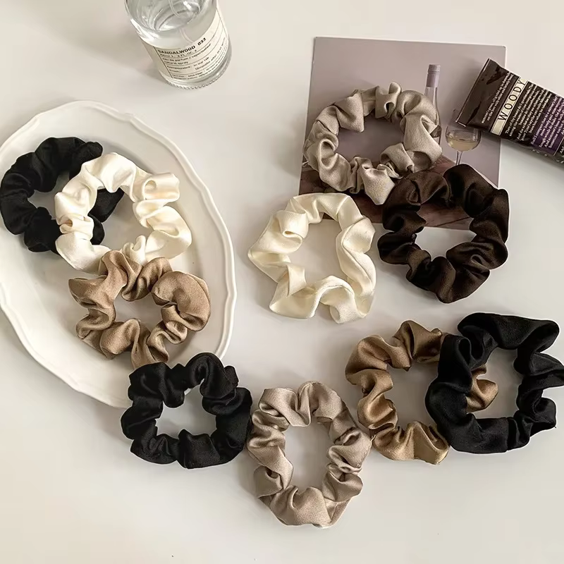 Chouchous plissés en satin pour femmes, bandes élastiques élégantes, cravates pour queue de cheval d