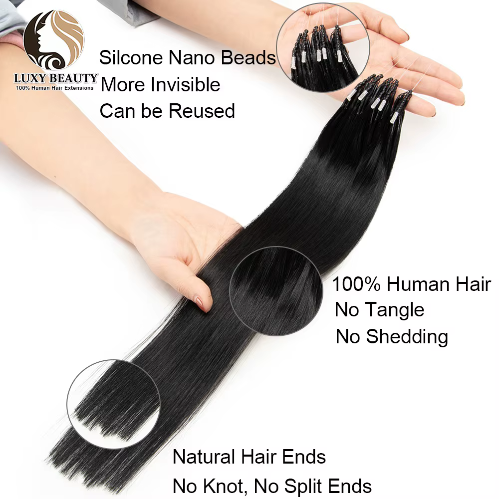 8D Micro perle Extensions de cheveux humains Silicone Nano anneau Extension de cheveux Invisible Min