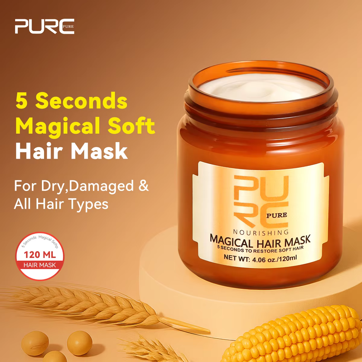 PURC-Masque capillaire magique à l'huile d'argan, crème de soin des cheveux, réparation des frisotti