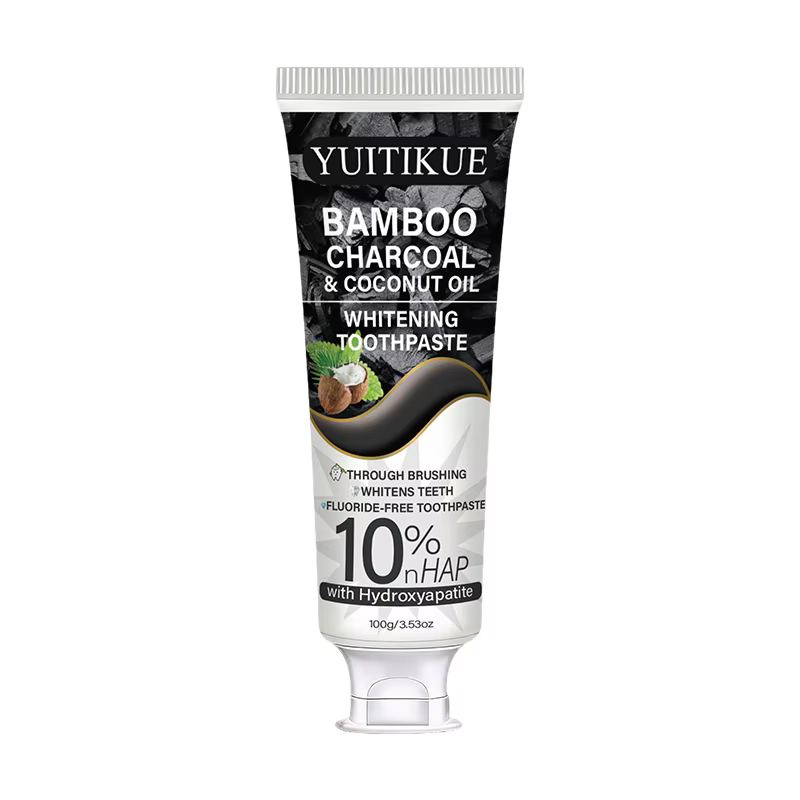 Dentifrice au charbon de bambou et à l'huile de coco YUITIKUE |   10% d'hydroxyapatite NHAP |   Soin