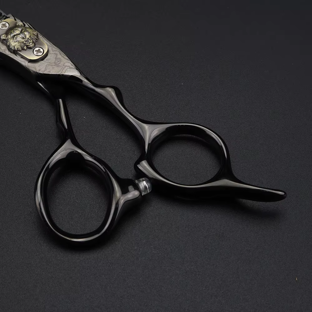 XUANFENG Ciseaux à cheveux damas noirs de 6 pouces Ciseaux de coupe de barbier et ciseaux amincissan