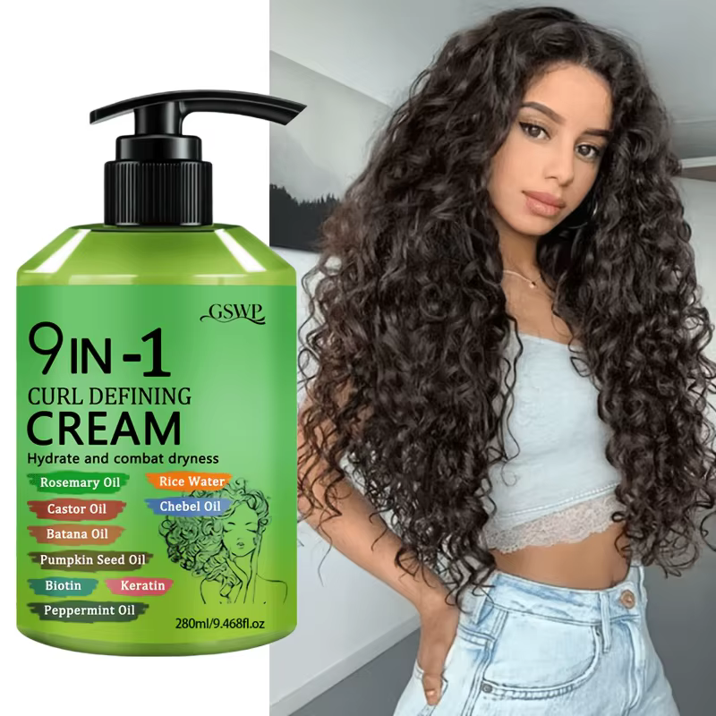 GSWP Crème Coiffante Hydratante 9-en-1 pour Boucles, soigne les cheveux en douceur, lisse les frisot