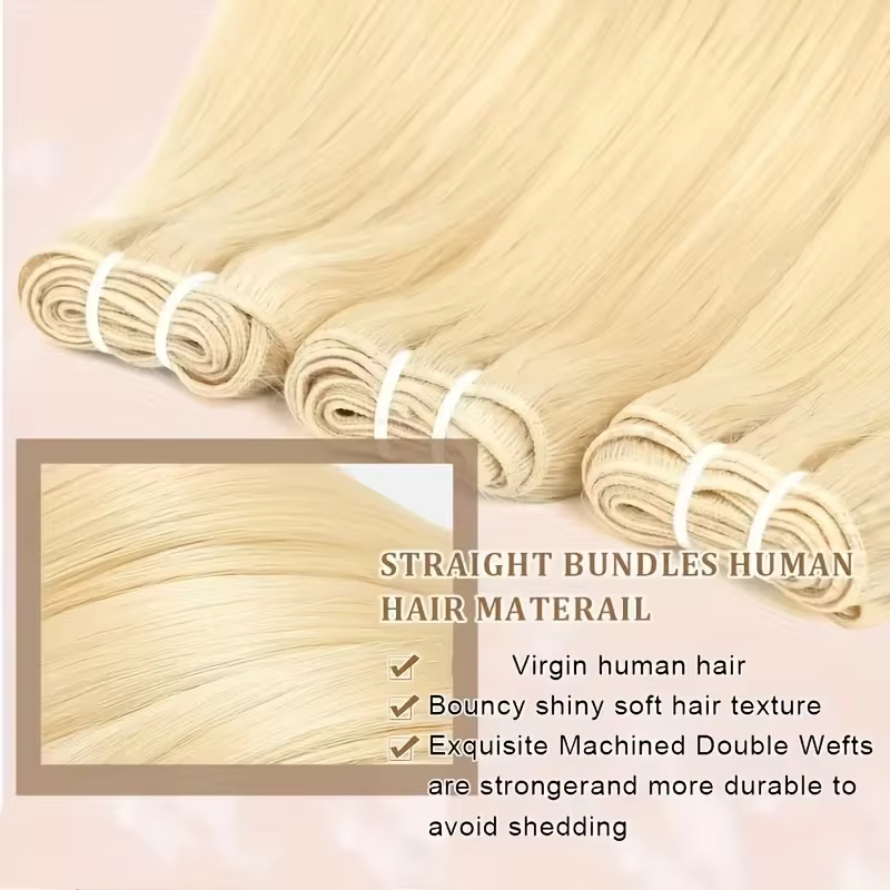 Extensions de cheveux brésiliens lisses couleur blonde 613, 1/3/4 paquets, tissage Remy en cheveux h