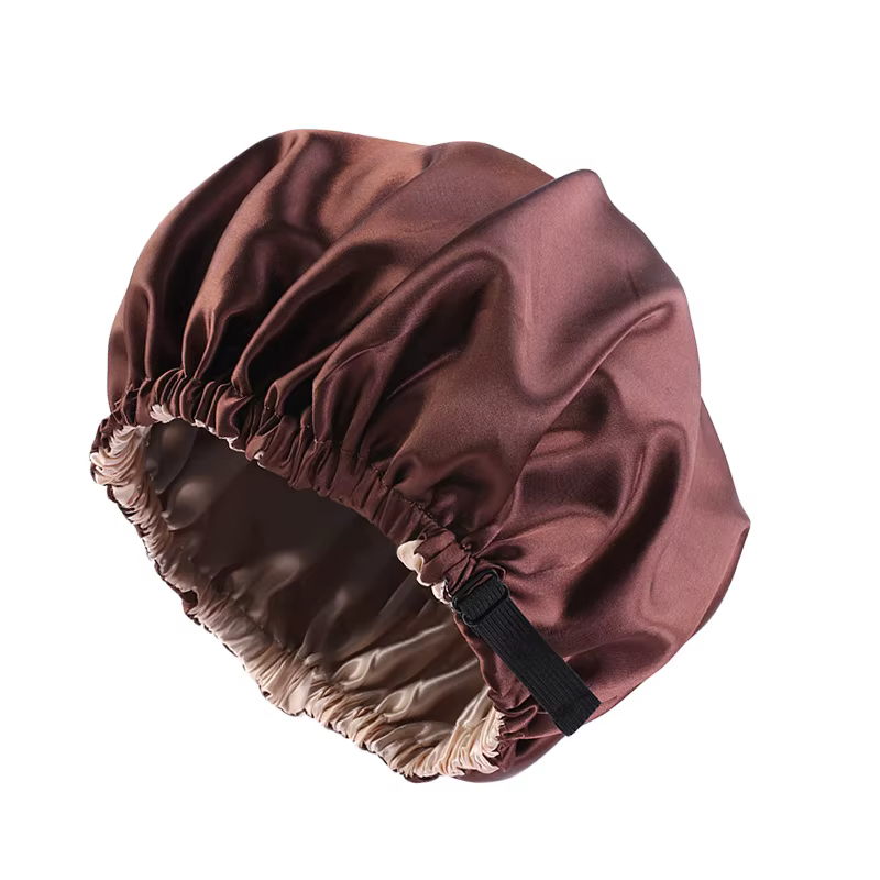Bonnet en Satin pour dormir, Bonnet en soie réglable pour cheveux bouclés, Double couche, grand bonn