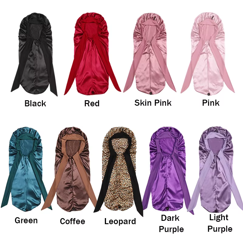 Bonnet en Satin Long et soyeux doux pour cheveux naturels et cheveux bouclés, bonnet de cheveux de t