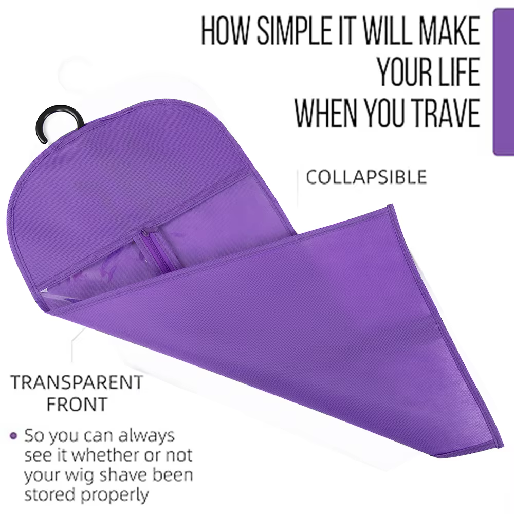 Sacs de rangement pour perruques Premium, 3 pièces, avec cintres métalliques robustes, Design Transp