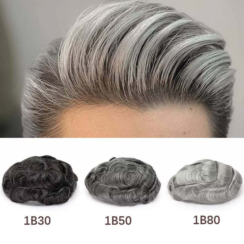 Prothèse capillaire en cheveux naturels pour hommes, Toupet pour hommes pour la perte de cheveux, Pe